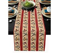 Table Runner Ethnic Style African Retro Brown Rustic Table Runner Home Dining Room Decor Cloth Wedding Christmas Party Runners(LEX02082,36x183cmTable Runner)