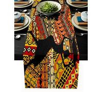 Table Runner Ethnic Style African Retro Brown Rustic Table Runner Home Dining Room Decor Cloth Wedding Christmas Party Runners(LEX00305,46x183cmTable Runner)