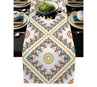 Table Runner Ethnic Style African Retro Brown Rustic Table Runner Home Dining Room Decor Cloth Wedding Christmas Party Runners(WHH03037,138x138cm Tablecloth)