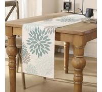 Table Runner Flowers Sage Green Dahlia Table Runner Boho Linen Table Runner Kitchen Table Decoration Tablecloth for Wedding Coffee Table Indoor Holiday Café Garden Party Decor 40 x 140 cm