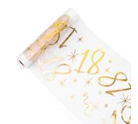 Table Runner for 18th Birthday, Table Decoration Birthday 28 cm x 10 m, Table Runner Gold Roll, Decoration 18th Birthday Girl Boy, Table Cloth Table Runner for Birthday Anniversary Celebration Party