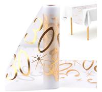 Table Runner for 30th Birthday, 28 cm x 10 m Table Runner Birthday Polyester, Shiny Gold Table Runner Birthday Roll Cut to Size, Party Decoration 30th Birthday Table Runner for 30 Year Old Men and