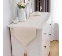 Table Runner for 8 Seater Dining 12 14 16 18 20 Inch Wide, Sofa Fabric Tables Cloth/ Placemat for Round Table Grey/ Coffee Color/ Beige, Heavy Duty Events Party Dinner Pad(Beige,20x90in)