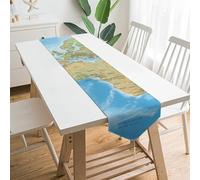 Table Runner for Home Decor World Map Table Runner with Tassels Long Table Runner Farmhouse Table Runners for Dining Table Decor Wedding Party Dresser Decor