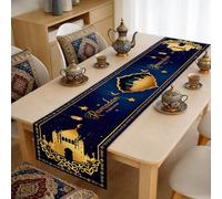Table Runner for Ramadan Decor - 72 Inch Decorative Table Cloth in Green & Gold, Ramadan Table Runner for Dining, Eid Mubarak Party & Islamic Festival Home Decor