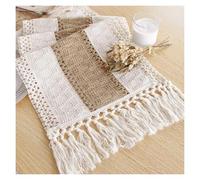 Table Runner for Summer Home Decor with Tassels 72 Inches Long Farmhouse Rustic Burlap Tablecloth for The Dining Table(30x160cm)