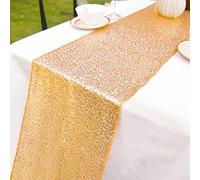 Table Runner Glitter Round Sequins Fabric for Wedding Birthday Party Baby Showers Table Cloth Decoration 30 x 270 cm(Gold 2pack)