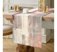 Table Runner Grey and Pink Modern Table Decorations Cotton Linen Boho Decorative Cloth Dining Tablecloth for Table Centrepiece Decorations Dinner Holidays Home Party Decor 40cm x 140cm