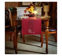 Table Runner Hollow Rectangle Double Solid Fabric Farmhouse Flat Perforation Home Runners for Dining Holiday 13 x72In for The Dining Table(Red)
