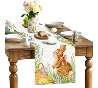 Table Runner, Light Hand Painted Placemat, Easter Rabbit Theme Table Runner for Adult Friends Home Office Kitchen Party Holiday Wedding Birthday