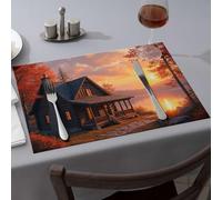 Table Runner Log Cabin By The Lake At Sunset Dining Place Mats Strawberry Rug Golden Girls Gifts(4PCS)