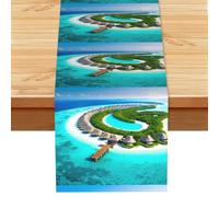 Table Runner, Maldives Scenery Print Runner,Seasonal Kitchen & Dining Table Decor for Indoor/Outdoor Parties13x72 In