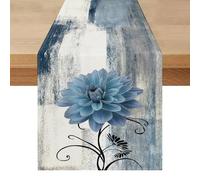 Table Runner Modern Grey Summer Table Runner Outdoor Weatherproof 40 x 140 cm Light Blue Flower Country House Style Table Runner Water-Repellent Lotus Effect Vintage Table Decoration for Coffee Table