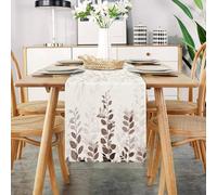 Table Runner Modern Living Room Spring Table Runner Brown Table Runner Beige Table Runner Floral Leaf Pattern Linen Abstract Wrinkle-Free Non-Slip Table Runner Decorative Table Linen Dining Table