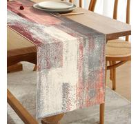 Table Runner Modern Pink and Grey Table Decorations Cotton Linen Boho Decorative Cloth Dining Table Runners for Weddings Party Dinner Holidays Home Party Decor 33cm x 183cm