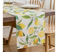 Table Runner Modern Summer Yellow Lemon Plants Table Decoration Polyester Farmhouse Table Top for Indoor Outdoor Holiday Party Living Room Decor 40 x 140 cm