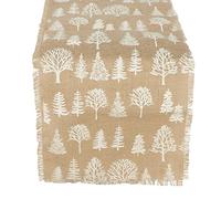 Table Runner Natural Woven Jute Forest Printed 2.2m Decorative Natural Rustic Tablecloth (CV35)