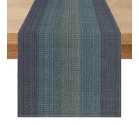 Table Runner Navy Blue and Black 40 x 180 cm Retro Table Runner Wood Stripe Texture Decorations Elegant Modern Decorative for Holiday, Living Room, Birthday, Kitchen