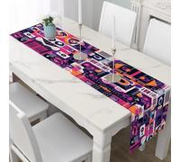 Table Runner Pop Art Radio Table Decor, Kitchen Dining Retro Music Speaker Party Cover, Home Decor Graffiti Microphone Table Mat 30x140 cm