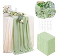 Table Runner Sage Green Birthday Decorations - Chiffon Table Runner 15 Pieces 27x120 Inches for Party Baby Shower Anniversaries Decorations