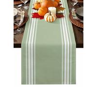 Table Runner Sage Green Striped Table Runners 13x90 Inch Stripes Table Cloth Runner Dresser Scarves for Kitchen Dining Holiday Table Decorations