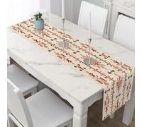 Table Runner Scandinavian Folk Thanksgiving Decor, Antifouling and Waterproof Ethnic Plant Tablecloth, Indoor Outdoor Tribal Symmetrical Dining Table Cover 40x180 cm