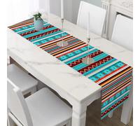 Table Runner Southwestern Striped Table Decor Antifouling Aztec Wave Line Coffee Table Mats for Kitchen DiningTribal Geometric Party Supplies 40x240 cm