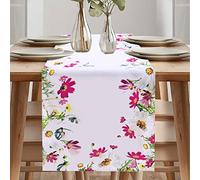 Table Runner Spring Modern Table Runner, Flowers, Linen Look Table Runner, Washable Table Runner, High-Quality Print Motif with Flowers, Eye-Catcher in Spring Summer (Table Runner 40 x 180 cm)