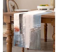 Table Runner Spring Orange and Grey Linen 40 x 140 cm Modern Oil Painting Abstract Art Table Runner Runner Dresser Runner for Living Room Dining Room Holiday Party Dinner