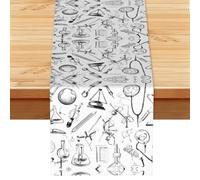 Table Runner Summer Spring Table Runner - 13x72 Inch Linen Chemistry Print Tabletop Runners For Home Bridal Shower Party Kitchen Dining Decoration