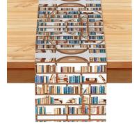 Table Runner Summer Spring Table Runner - 13x72 Inch Linen Funny Book Shelves Collection Tabletop Runners For Home Bridal Shower Party Kitchen Dining Decoration