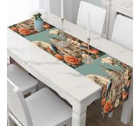 Table Runner Vintage Architecture Table Cloth, Seasonal Kitchen Baroque Flower Dining Decorating, Home Party Floral Bird Banquet Supplies 30x180 cm
