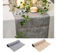 Table Runner Vintage Soft Linen Imitation Table Runner Decoration Modern Gray Accessories Wedding Birthday Party Fine Smooth Home Placemats Cloths(Khaki,30X140cm)