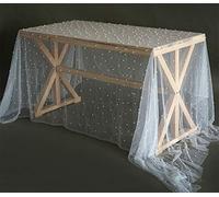 Table Runner Wedding Arch Decorations Table Line Bridal Shower Decor Fabric Romantic Pearl Lace Tablecloth for Events Embroidered Sheer Wrinkle Free White Dessert Table Cloth Chiffon Tulle White