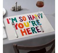 Table Runner Welcome: Happy To Have You Here! Dining Place Mats Summer Table Runner Silicone Mats For Kitchen Coun(4PCS)