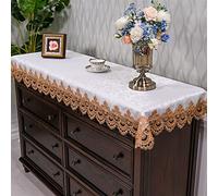 Table Runner White color Embroidered Lace Table Runner simple modern lace Oval placemat coffee table cloth cover towel Fireplace cabinet tablecloth European runner(D,60*210cm rectangular)