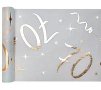 Table Runner White Gold 70 Years 30 cm x 5 m Decorative Fabric Banner Table Cloth Table Runner