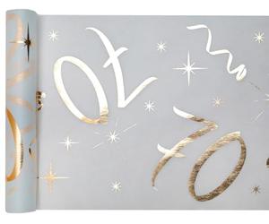 Table Runner White Gold 70 Years 30 cm x 5 m Decorative Fabric Banner Table Cloth Table Runner