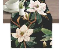 Table Runner White Magnolia Flowers Table Runners Summer Seasonal Kitchen Dinning Decor for Indoor Outdoor Holiday Home Wedding Party 13x70 Inch