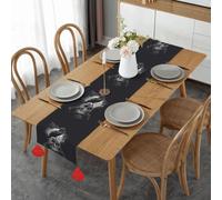 Table Runner With Tassel Non-Slip Table Runners Crow Is On The Skull Print Party Decoration Dining Room Kitchen Home Decor For Xmas Birthday Wedding(14" X 60")