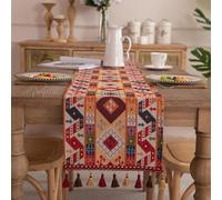 Table Runner with Tassels, 30*120cm Geometric Jacquard Table Runner, Cotton Woven Decorative Table Cloth for Kitchen Dining Table, Farmhouse Home Decor