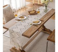 Table Runners Boho Table Runner Natural Cotton Woven Runner with Tassels for Home Kitchen Wedding Table décor, for Modern Farmhouse Decor(Nero,33x224cm)
