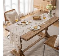 Table Runners Boho Table Runner Natural Cotton Woven Runner with Tassels for Home Kitchen Wedding Table décor, for Modern Farmhouse Decor(Bruin,33x185cm)