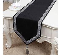 Table Runners Faux Velvet Table Runner Luxury Classy Embroidery Vintage Style Tassel Wedding Manual Table Runners Hotel Bed Coffee Wedding Table Linens Runners Cloth, 10 Colors