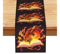 Table Runners for Dining Table Magic Book Fire Dragon Imitation Linen Table Runner Party Table Decorations 33x183 cm