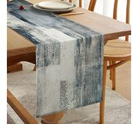 Table Runners Navy Blue and Grey Table Decor Retro Rustic Table Decorative Cloth for Xmas Holidays, Holiday Parties, Great Gift, Events Dinner, TV Table Bridal Shower Home Dining 33 cm x 183 cm