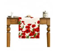 Table Runners Poppy Table Runner Kitchen Catering Family Party Wedding Tablecloth - Red - 33X180Cm