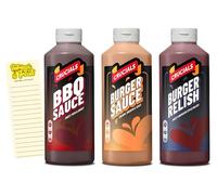 Table Sauces Bundle with Crucials BBQ Sauce, Burger Sauce, Burger Relish (500ml each) and Intrinsic Treats Shopping List Card