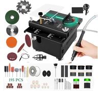 Table Saw for Crafts, Miniature Wood Cutting Tool, Multi-Function with Sanding Discs