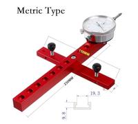 Table Saw for Dial Indicator 0.01in Accuracy Adjustable Gauge Corrector Calibrating Tool with Aluminium Alloy and Stainless Steel Construction, Metric-Long Metric-Long